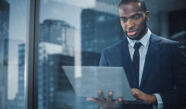 man using laptop